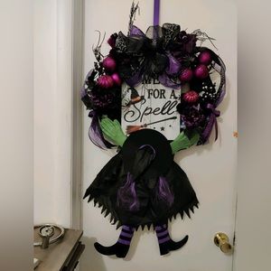 Handmade witch Halloween wreath